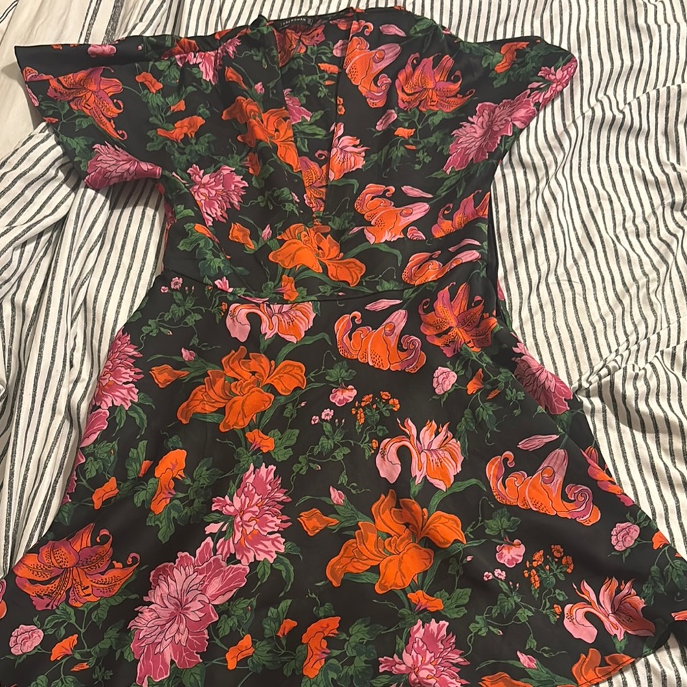 Zara Orange and Pink Flutter Sleeve Sundress